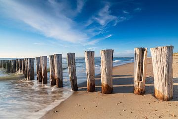 hölzerner Wellenbrecher am Strand entlang der niederländischen Küste in der Provinz Zeeland von gaps photography