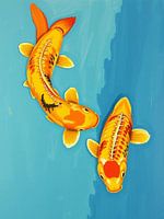 Abstrakte Goldene Koi Fisch Kunst