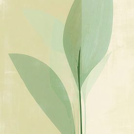 Des formes végétales minimalistes dans des tons verts doux sur But First Framing