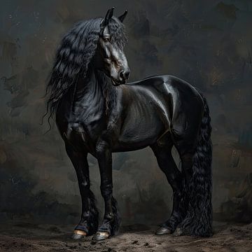 Paardenportret Fries paard van Vlindertuin Art