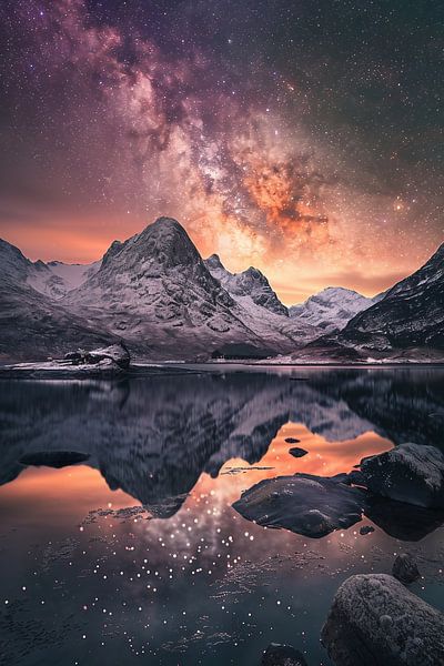 Melkweg weerspiegeld van fernlichtsicht