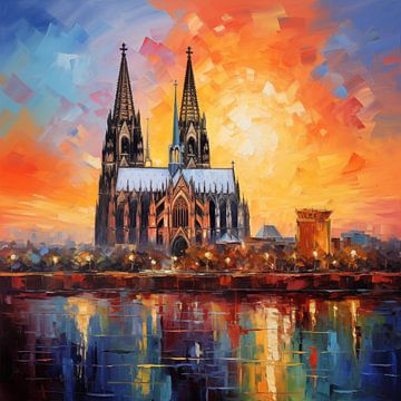 Dom van Keulen (Cologne Cathedral) kleurrijk van TheXclusive Art