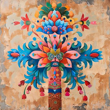 Totem van vrolijke bloemen en kleuren van Lauri Creates