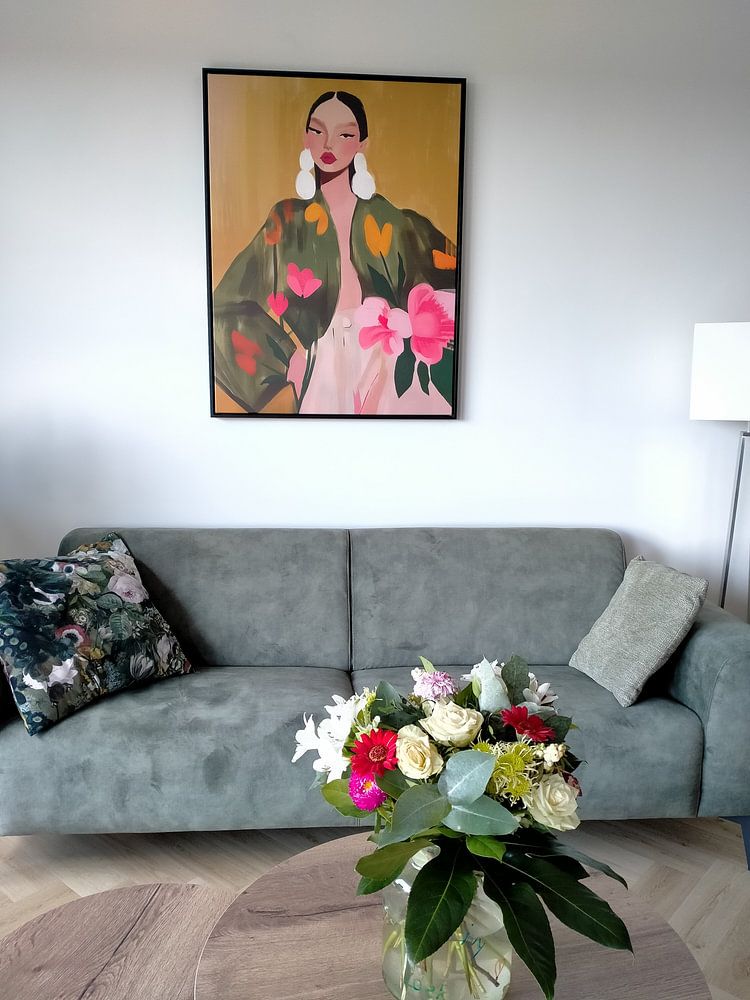 Colourful modern and abstract portrait in warm colours  by Carla Van Iersel 