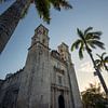 Kerk in mexico med palmbomen van Remco van Adrichem