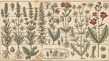 Antike botanische Kräuterkunde und Wildblumenstudium