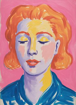 Levendig portret: vrouw in oranje en roze van Niklas Maximilian