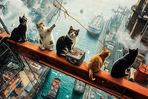 Katten boven havenstad constructie
