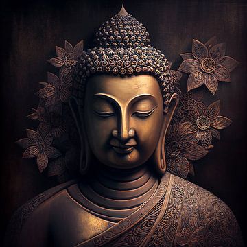 Boeddha beeld (close up - portret) brons/goud