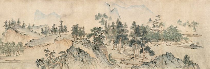 Dai Jin,Lakeside pine hut, Chinese landscape by finemasterpiece