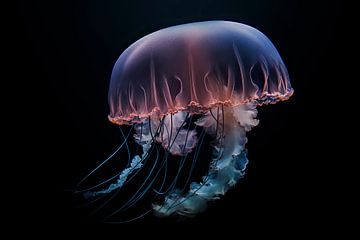 Jellyfish Portrait Black Background by Digitale Schilderijen