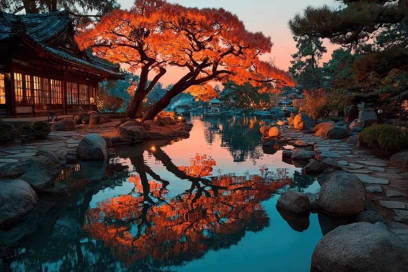 painting japanese garden by Egon Zitter