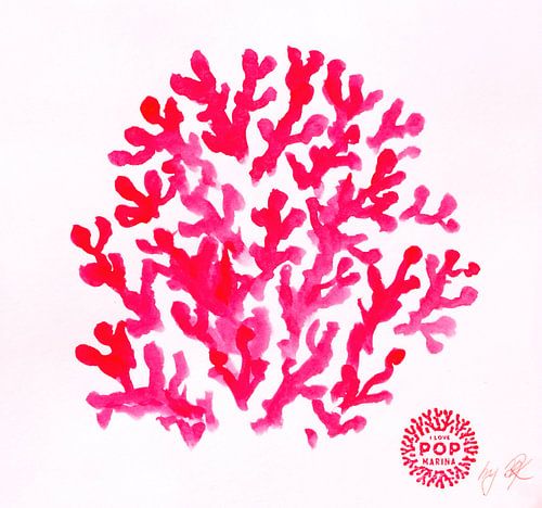 I LOVE POP MARINA - Corallo magenta su bianco 2 by Petra Kaindel