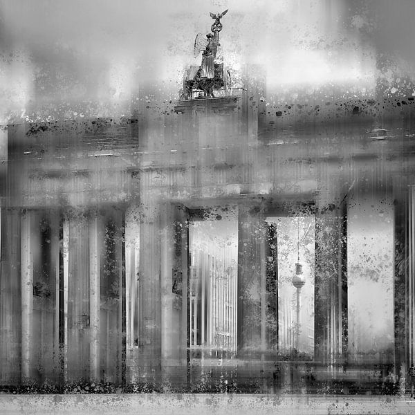 City-Art BERLIN Brandenburger Tor schwarz-weiß  von Melanie Viola