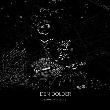 Carte en noir et blanc de Den Dolder, Utrecht. sur Rezona