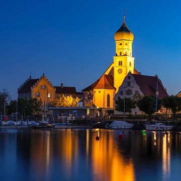 Péninsule de Wasserburg avec l'église Saint-Georges sur le lac de Constance sur Markus Lange