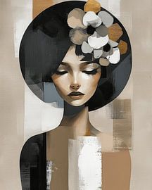 Modern abstract portrait in earth tones by Studio Allee