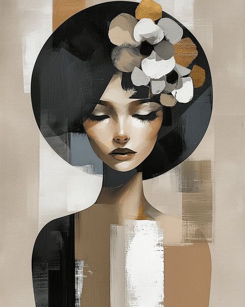 Modern abstract portrait in earth tones by Studio Allee