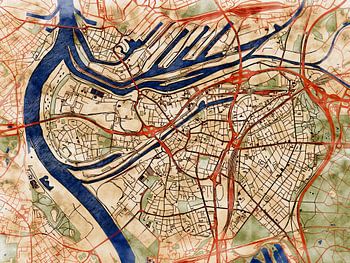 Karte von Duisburg im stil 'Serene Summer'