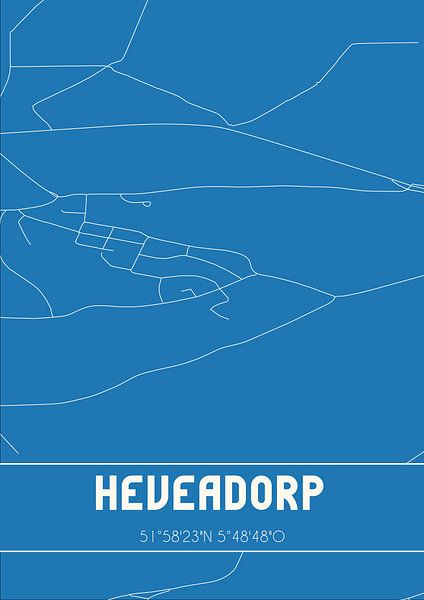Blauwdruk | Landkaart | Heveadorp (Gelderland) van Stad & Wand