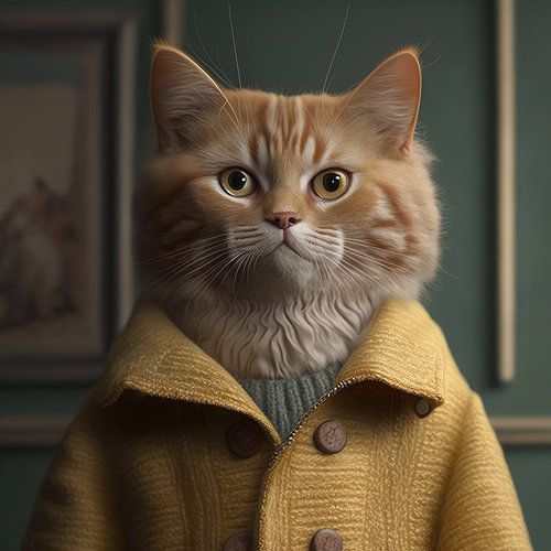 Coole Katze, rote Katze in matten Farben