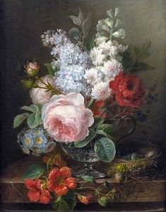 Bloemenboeket in een glas water, Cornelis van Spaendonck