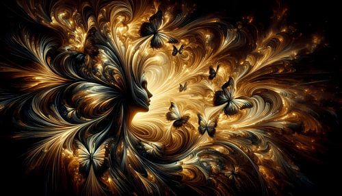 Zwarte elegantie: vlindergezicht