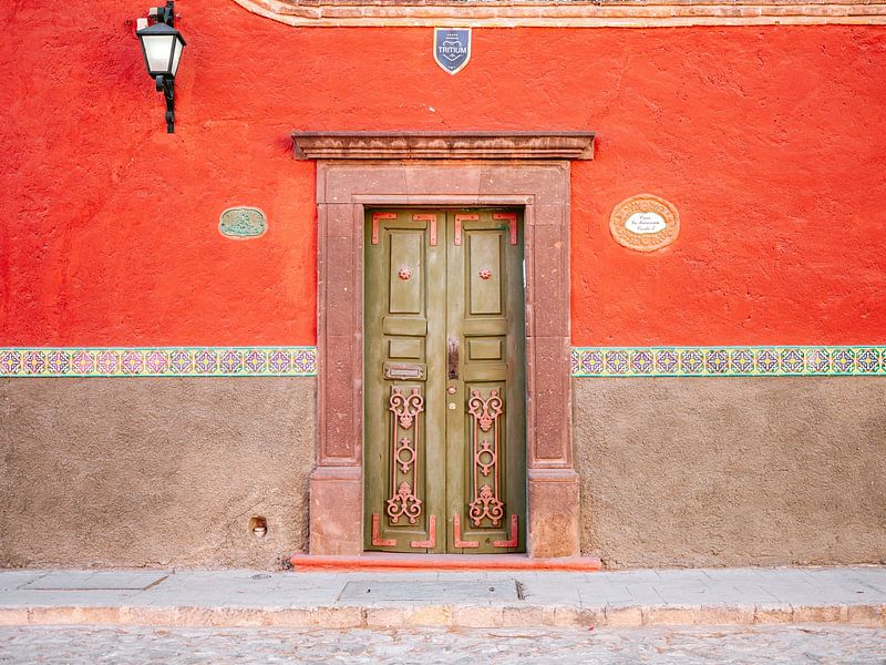 Rouge et vert | Porte d'entrée à San Miguel de Allende Mexique | Photographie de voyage par Raisa Zwart Tirages photographiques de voyage