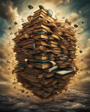 Alle boeken van de wereld zweven rond in het heelal  tussen realiteit en surrealisme-5 sur Carina Dumais