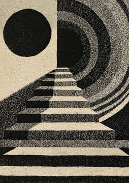 Geometrische Treppe in Schwarz-Weiß von Niklas Maximilian