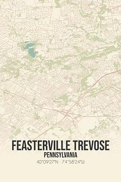 Carte ancienne de Feasterville Trevose (Pennsylvanie), USA. sur Rezona