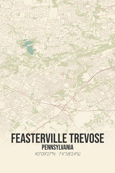 Carte ancienne de Feasterville Trevose (Pennsylvanie), USA. par Affiches de lieux