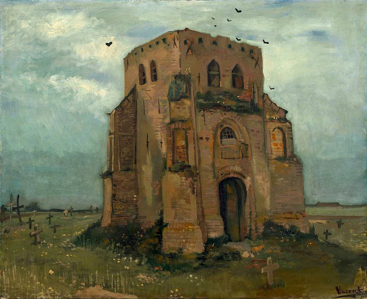 Vincent van Gogh, De oude kerktoren te Nuenen van 1000 Schilderijen