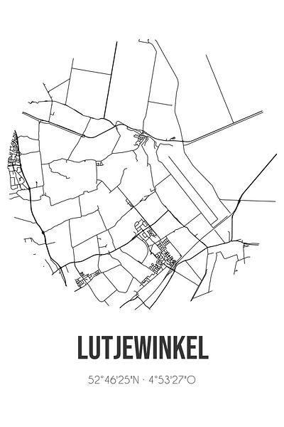 Lutjewinkel (Noord-Holland) | Map | Black and White by Prints of Place