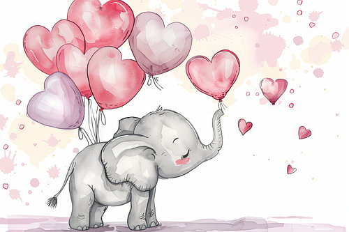 Olifant aquarel - Schattige dierenkunst voor de kinderkamer