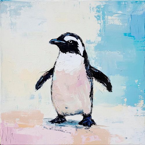 Slimme pinguïn op een kleurrijke achtergrond