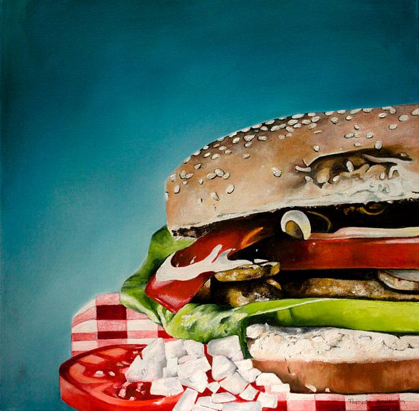 Ölgemälde eines Hamburgers. von Therese Brals