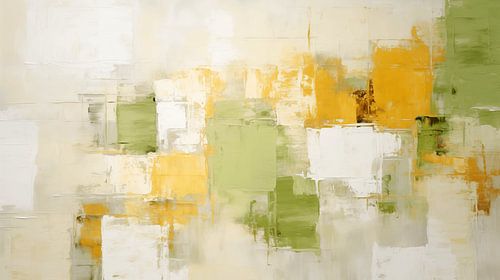 Abstract schilderij, groen en geel getextureerde pastelkleurige kunst design achtergrond