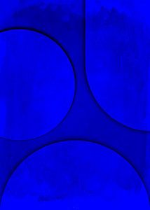 Mond Sonne Erde - Blaue Beton Relief Malerei