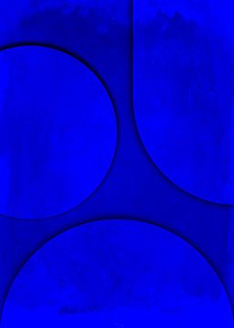 Maan Zon Aarde - Blauw Beton Reliëfschilderij van Mad Dog Art