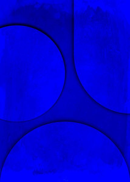 Maan Zon Aarde - Blauw Beton Reliëfschilderij van Mad Dog Art