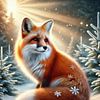 Renard magique dans un paysage hivernal sur Ellen Van Loon