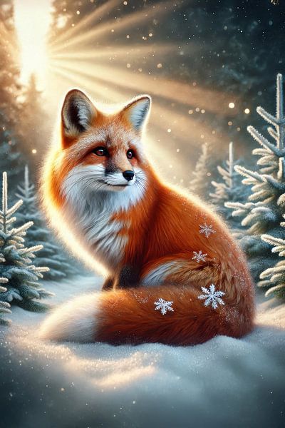 Magical fox in a winter landscape by Ellen Van Loon