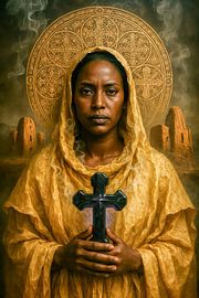 The bearer of the sacred obsidian - guardian of the lost icons by Klaus Tesching - Art-AI