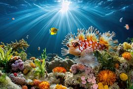 Colourful underwater life in the ocean by Monique Leenaerts