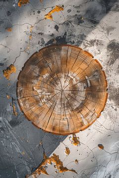 De binnenkant van een boom omringt door bladgoud van Digitale Schilderijen