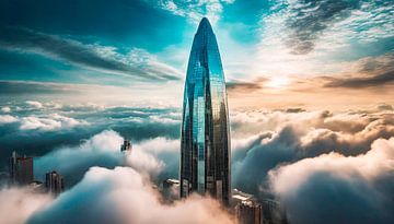 Wolkenkrabber met wolken van Mustafa Kurnaz