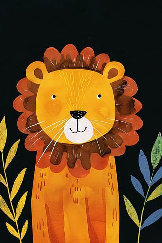 Aquarel Illustratie Vrolijke Leeuw