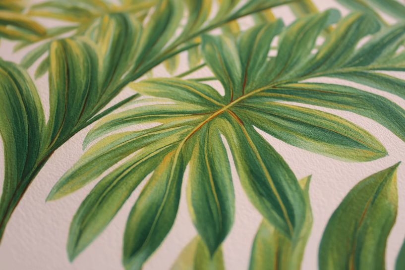 Palm leaf Tropical Freshness in Watercolour Texture by Eva Lee