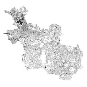 Wasserkarte von Overijssel in schwarz-weiß von Maps Are Art